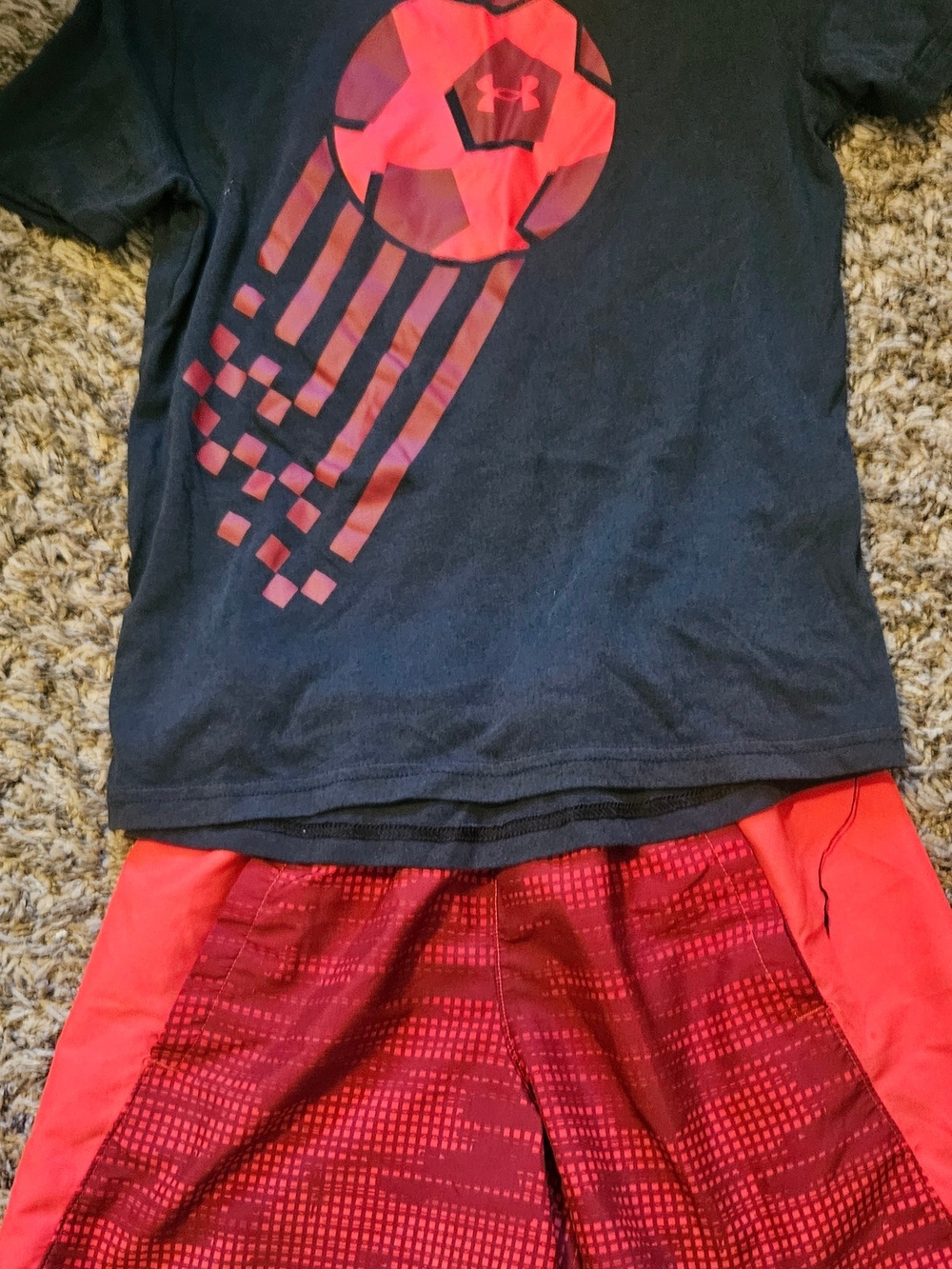 Under Armour Boys Athletic Tee and Shorts Set - Black & Red